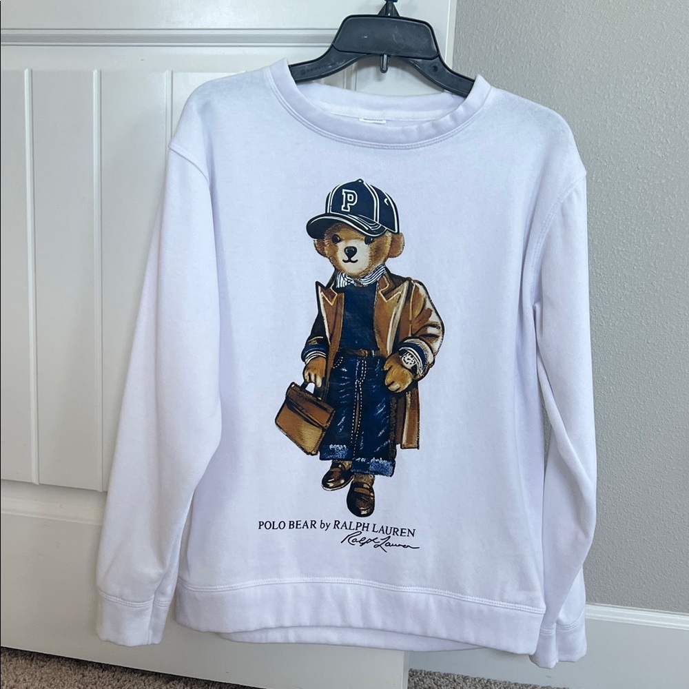 Ralph Lauren White Sweatshirt with Polo Bear Graphic